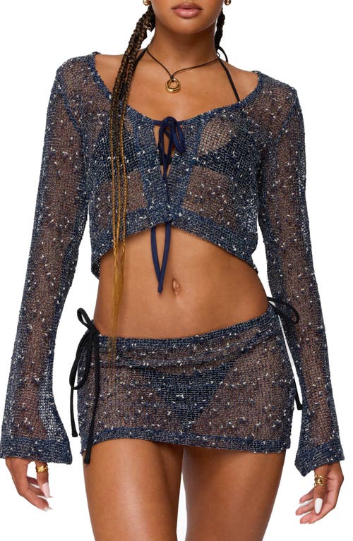 Edikted Idra Crochet Net Tie Front Top