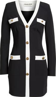 Chiara Boni La Petite Robe Toluke Bicolor Long Sleeve Minidress