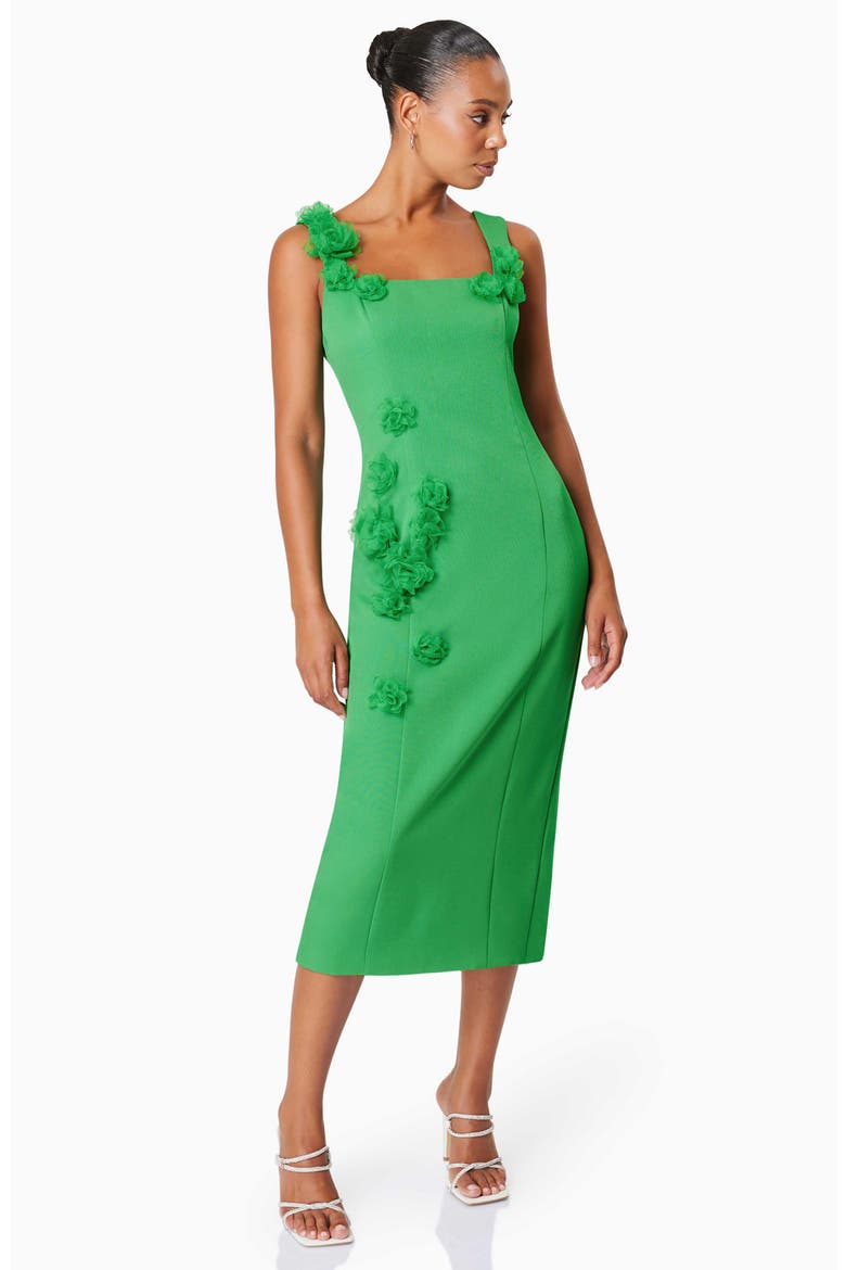 Valeria Floral Appliqué Cocktail Sheath Dress, Alternate, color, GREEN