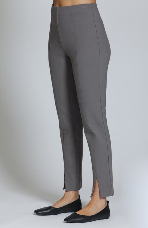 Apny Split Hem Pull-on Crop Slim Pants In Gray
