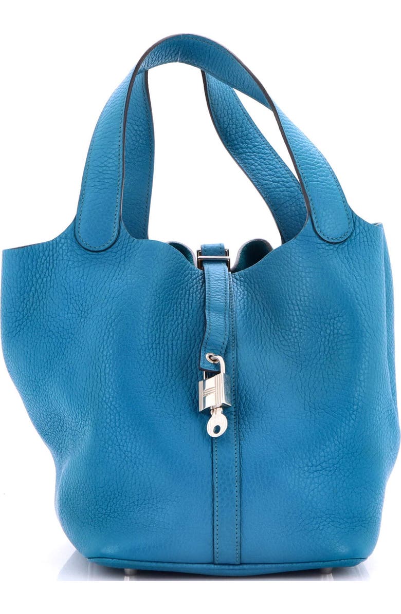 Pre-Owned Hermes Picotin Lock Bag Clemence MM, Main, color, Bleu Izmir