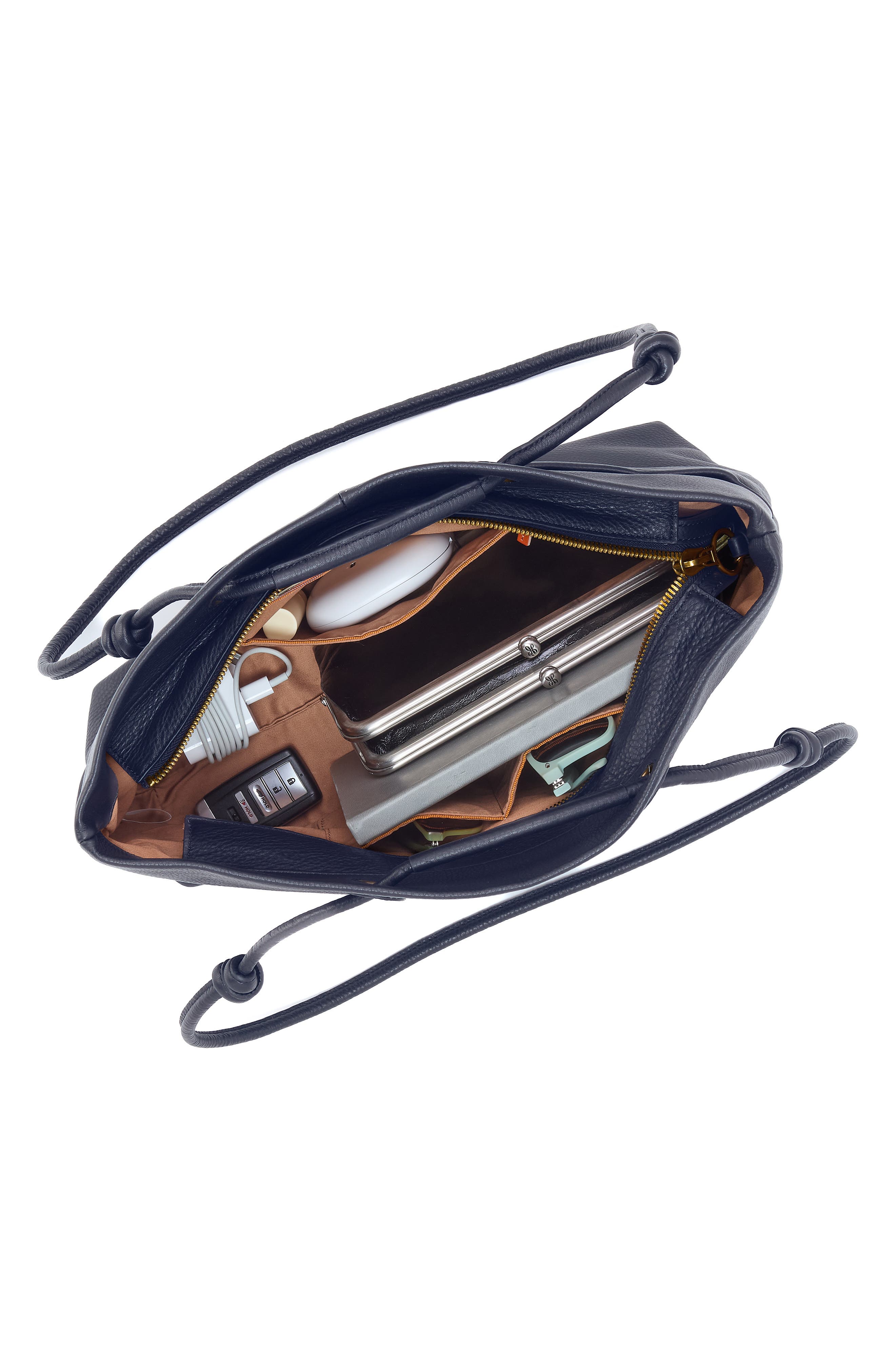 Softie Leather Tote, Alternate, color, INK NAVY