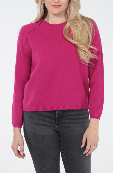 Shoulder Zip Crewneck Sweater