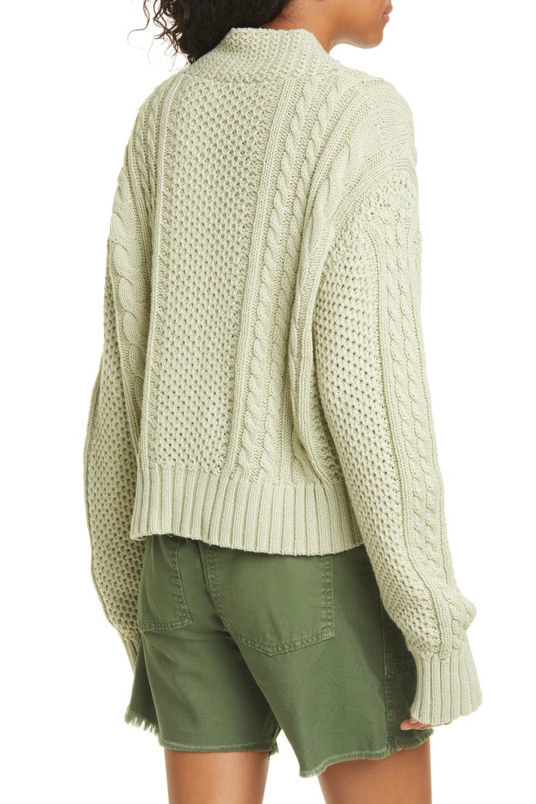 The Cable Montana Cotton Blend Cardigan, Alternate, color, SEA GREEN