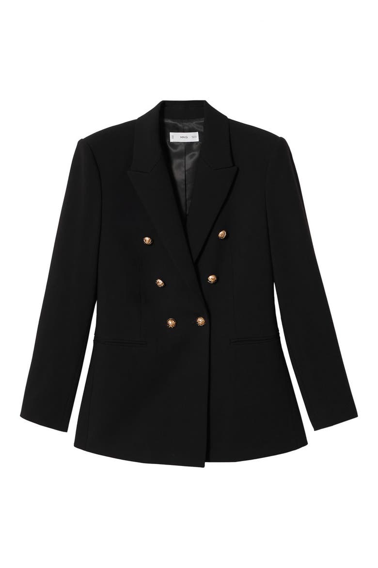 Double Breasted Blazer, Alternate, color, BLACK