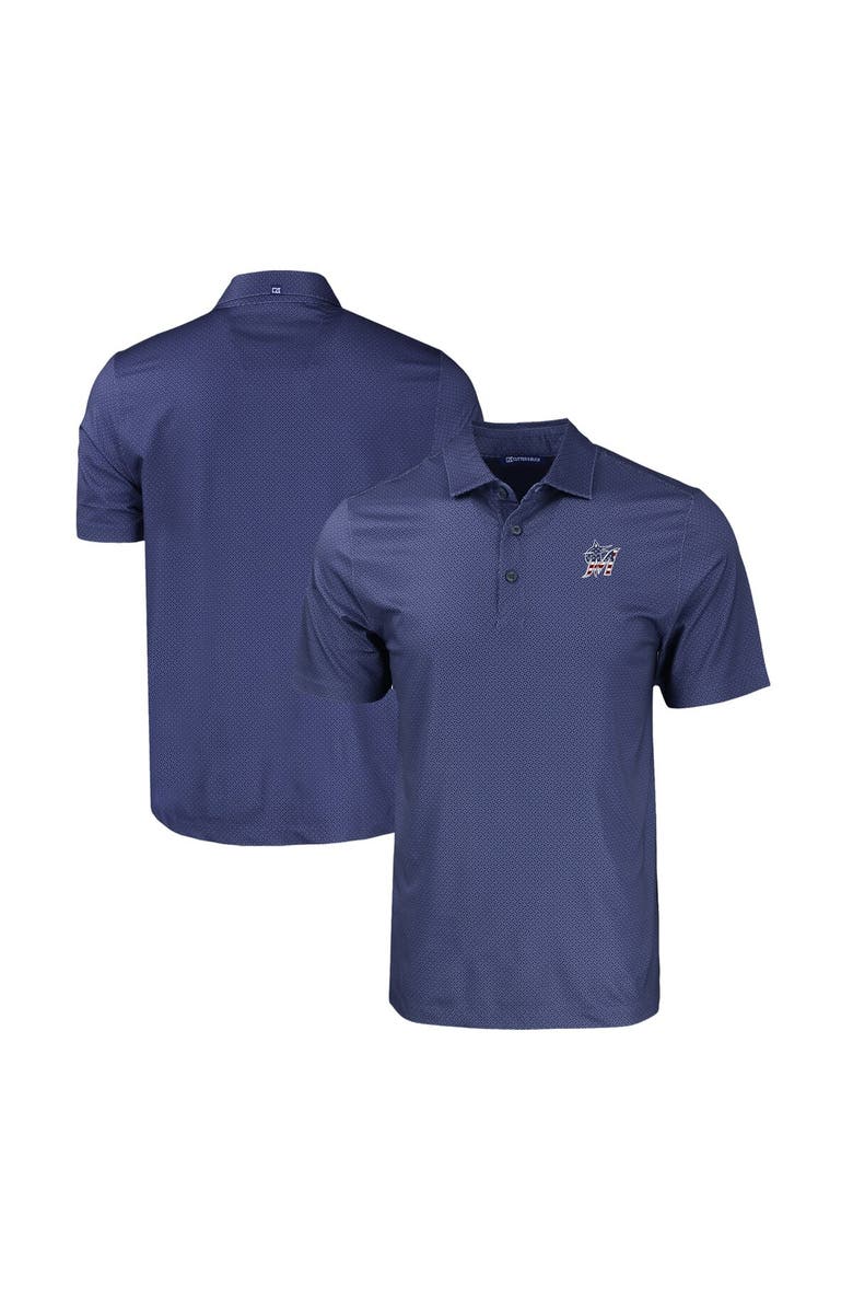 Cutter & Buck Men's Cutter & Buck  Navy Miami Marlins Stars & Stripes Big & Tall Pike Eco Tonal Geo Print Stretch Recycled Polo, Main, color, Navy