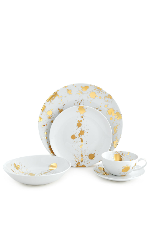 Jonathan Adler 1948 Creamer In White/gold Splatter