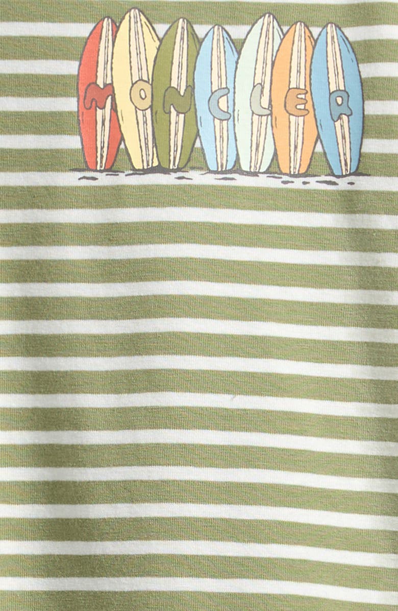 Moncler Kids' Surfboard Stripe Logo Graphic T-Shirt, Alternate, color, Green