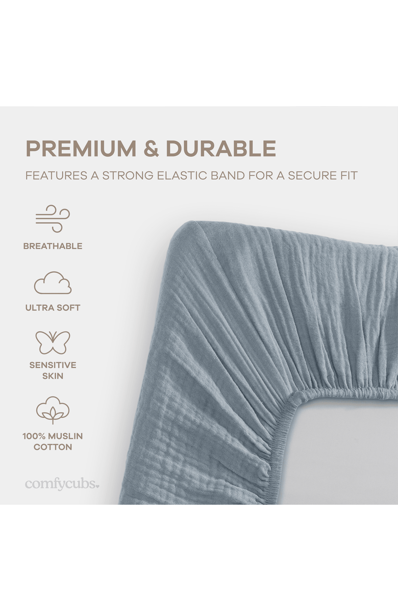 Comfy Cubs Muslin Cotton Bassinet Sheets, 1 Pack, Alternate, color, Pacific Blue