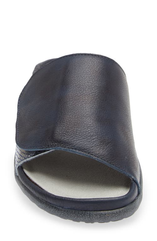 Naot Ipo Slide Sandal In Soft Ink Leather/navy Python