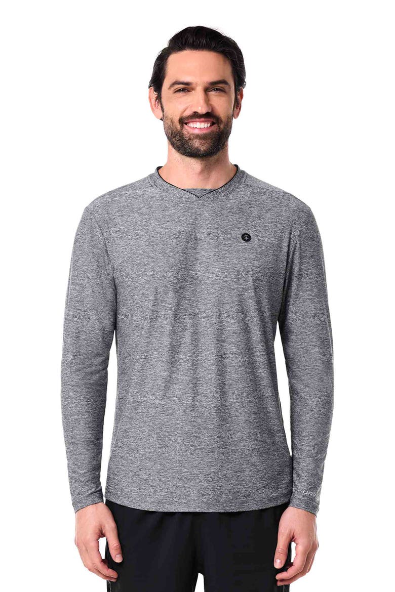 Men's Tiebreaker Long Sleeve Tennis T-Shirt, UPF 50+ Sun Protection, Alternate, color, Charcoal Heather