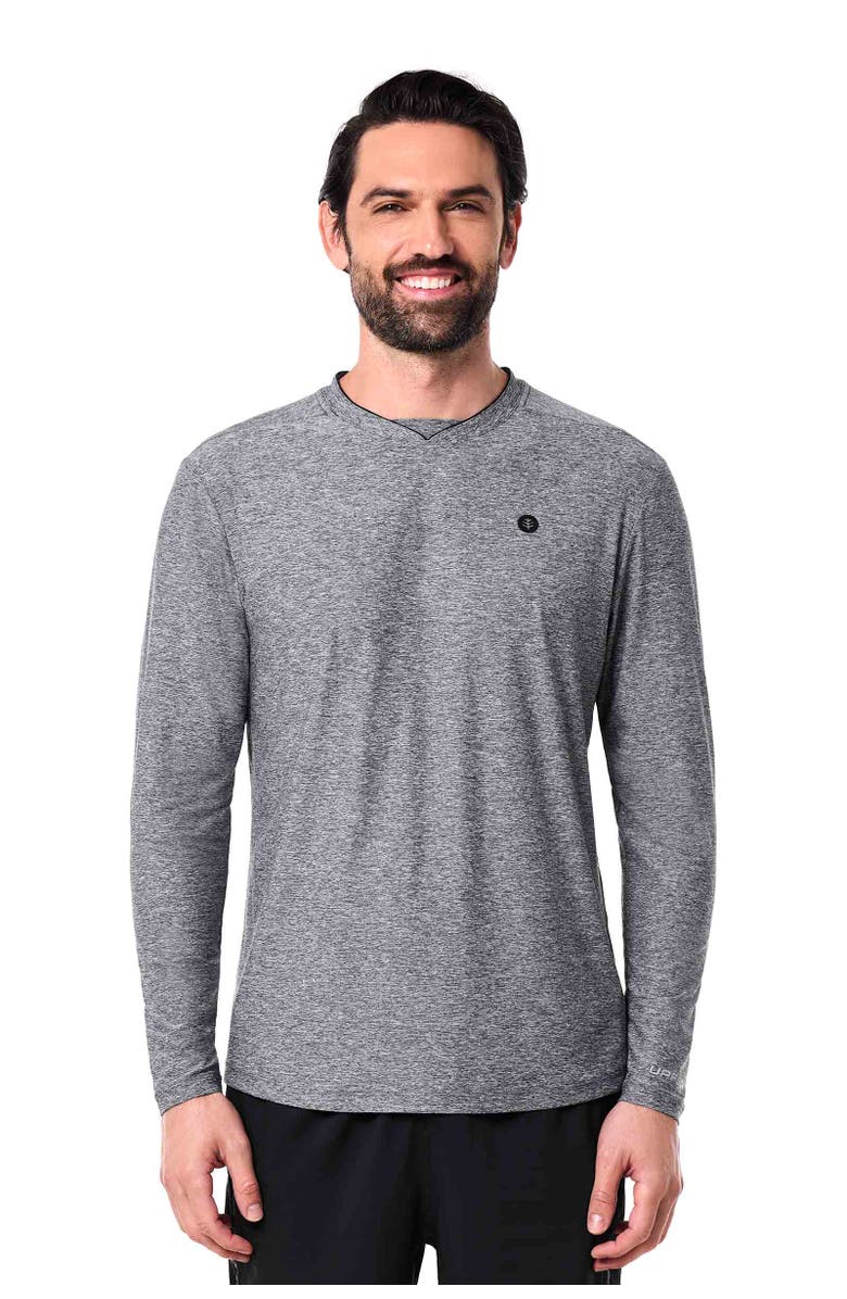 Coolibar Men's Long Sleeve Tennis T-Shirt - UPF 50+ Sun Protection - Tiebreaker, Alternate, color, Charcoal Heather