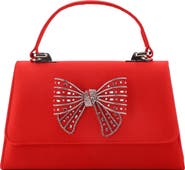LADY COUTURE Leslie Crystal Bow Satin Clutch