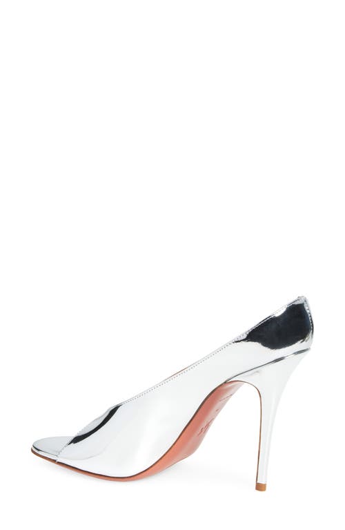 Amina Muaddi Silver Leather Anok 105 Mules In Silver