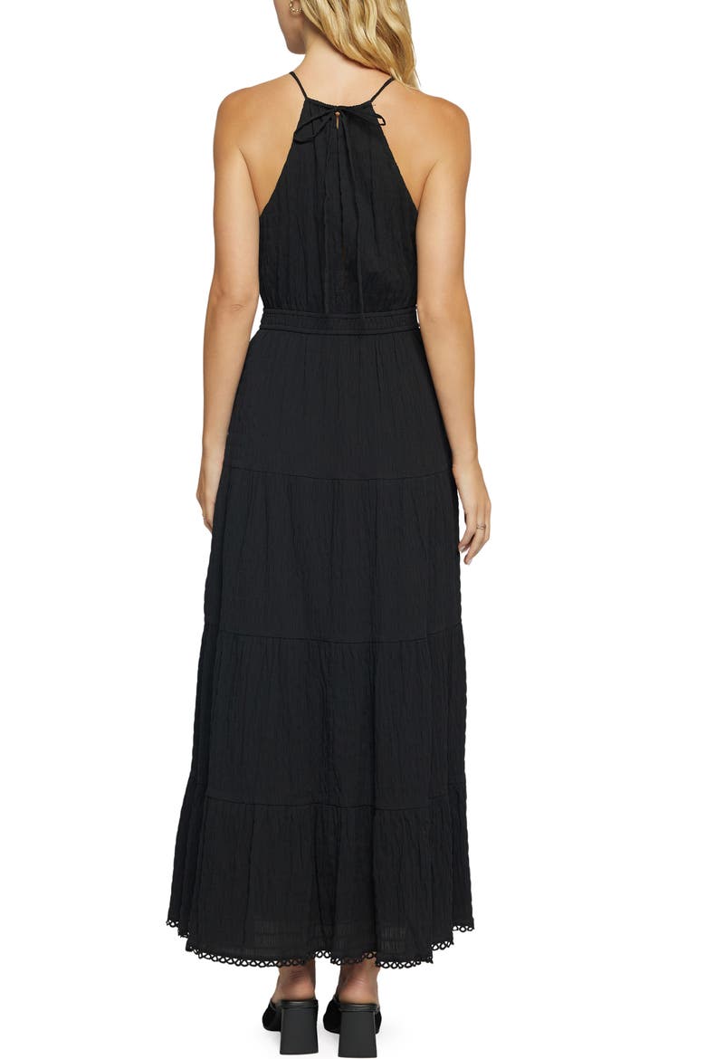 Bella Luna Crushed Tiered Maxi Dress, Alternate, color, BLACK