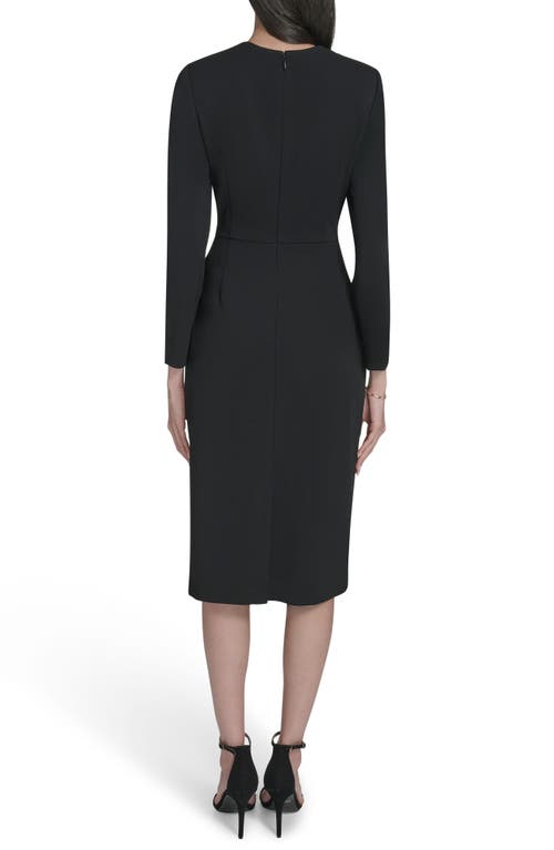 Calvin Klein Stretch Crepe Midi Sheath Dress In Black