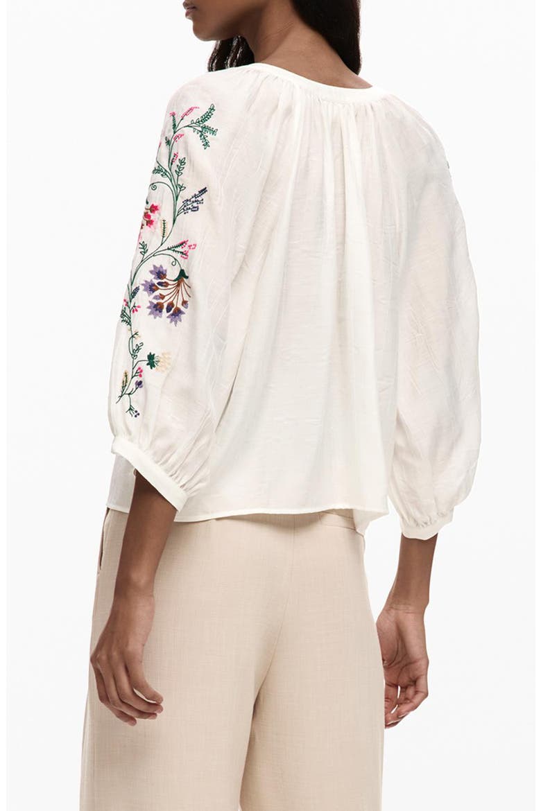 Embroidered Sleeve Top, Alternate, color, WHITE