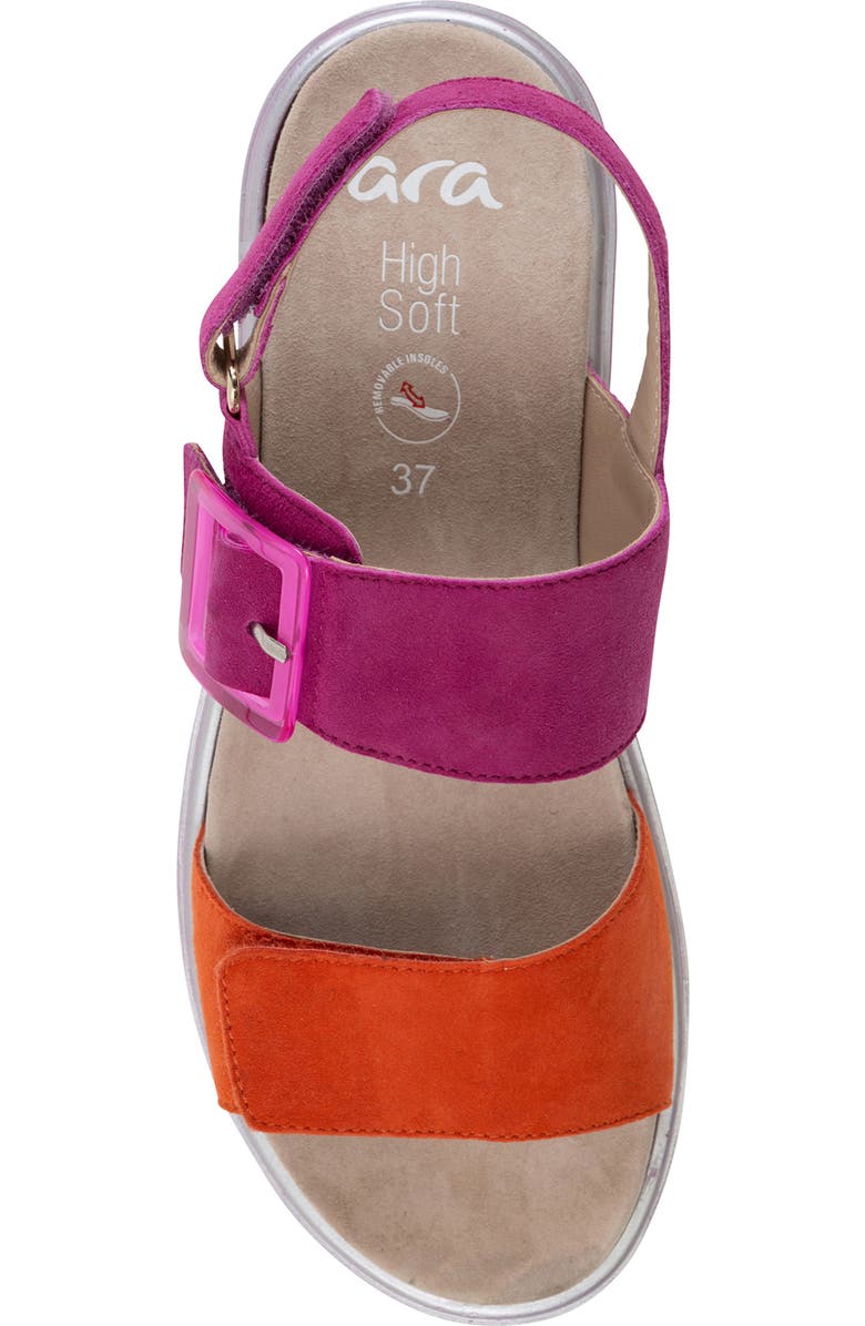 ara Marbella Slide Sandal, Alternate, color, Poppy/ Pink Suede