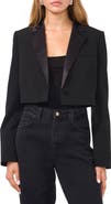 1.STATE Satin Lapel Crop Tuxedo Blazer