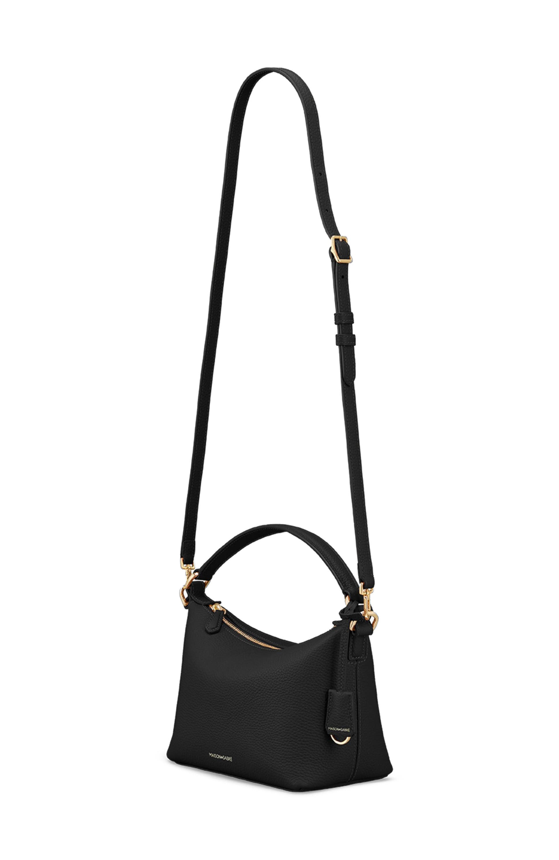 MAISON de SABRÉ Small Leather Soft Hobo, Alternate, color, Black Caviar