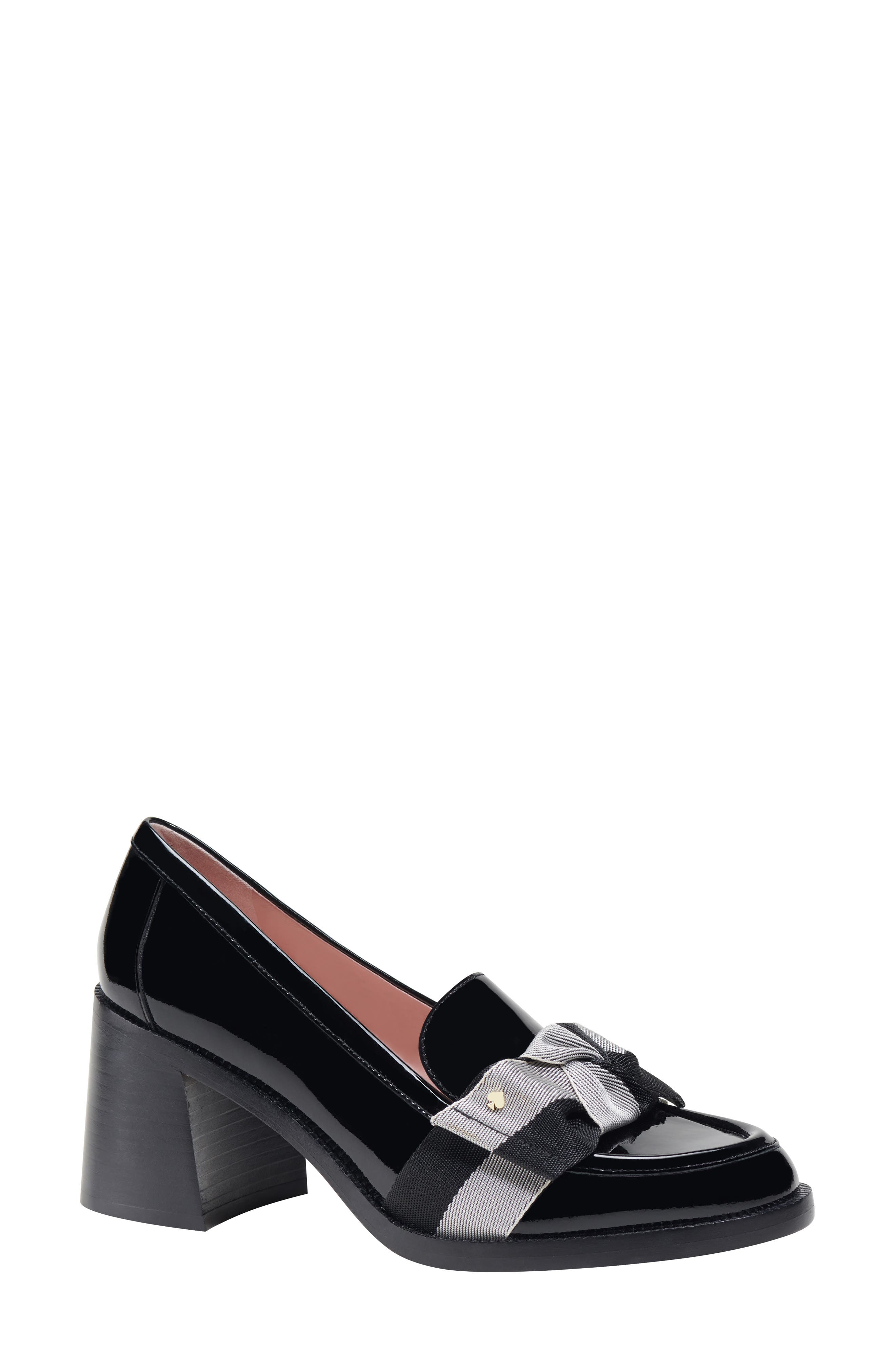 Kate Spade New York leandra block heel loafer, Main, color, Black Multi.