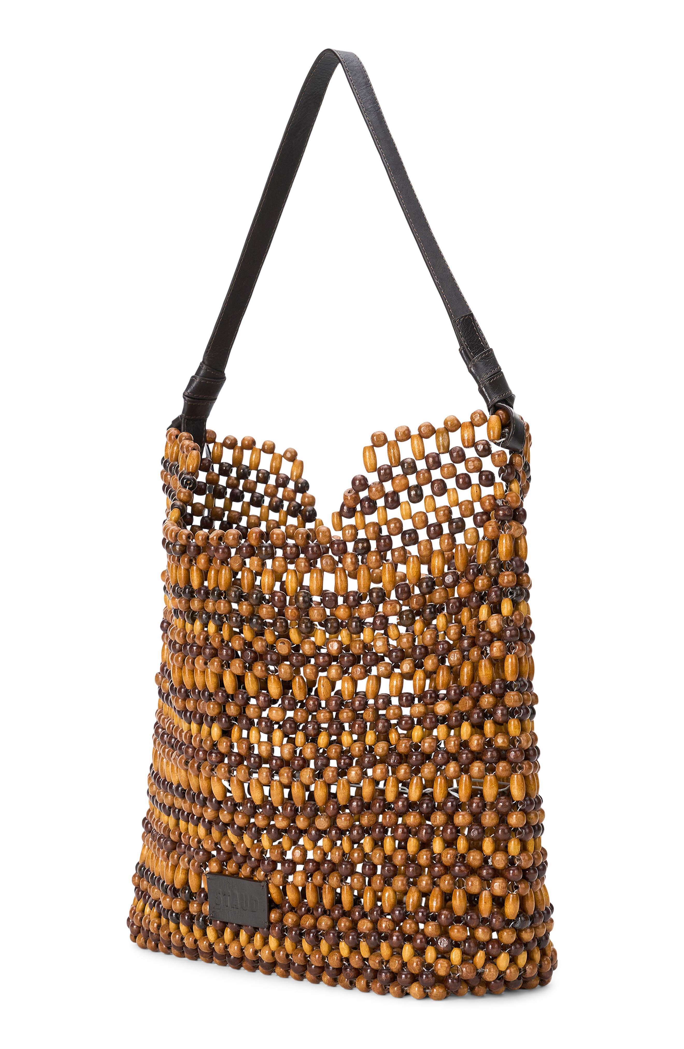 STAUD Drift Wood Bead Shoulder Bag, Alternate, color, Multi Wood Beads