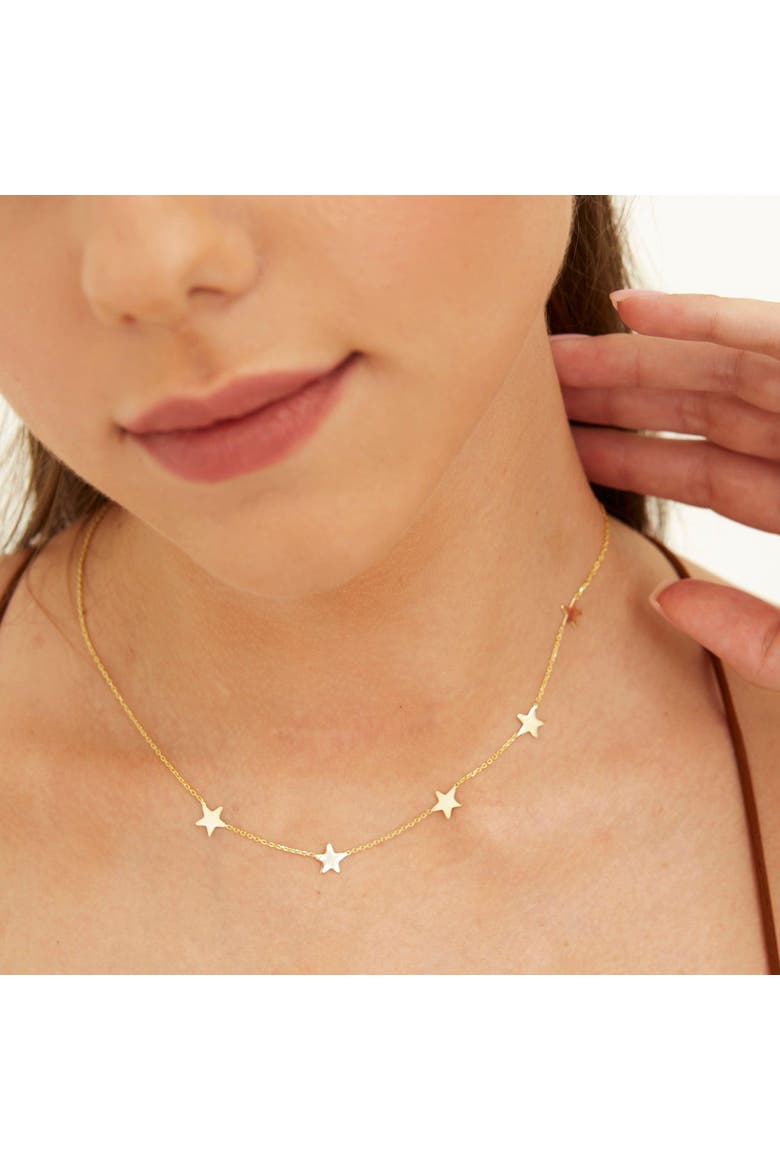 Star Sterling Silver Station Necklace, Alternate, color, Gold