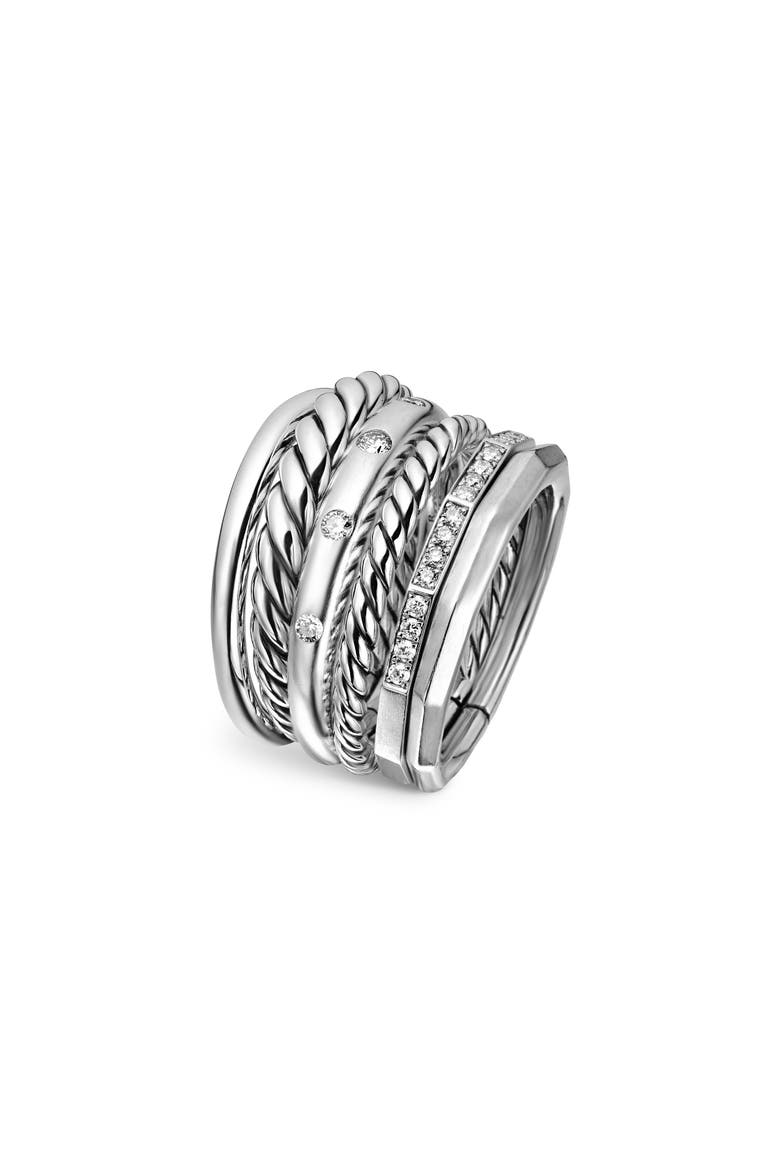Stax Wide Diamond Ring, Alternate, color, SILVER