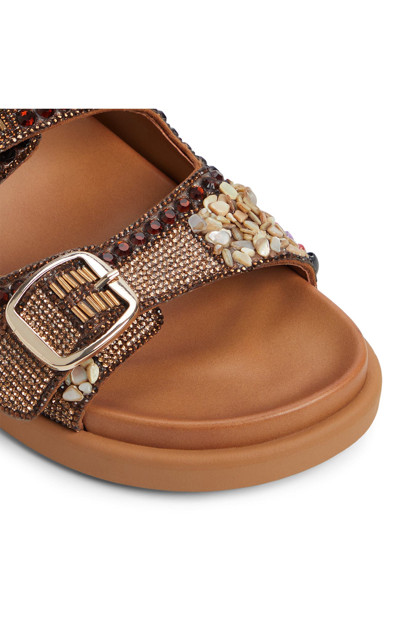 ALDO Bohochic Beaded Metallic Two-Strap Sandal, Alternate, color, 