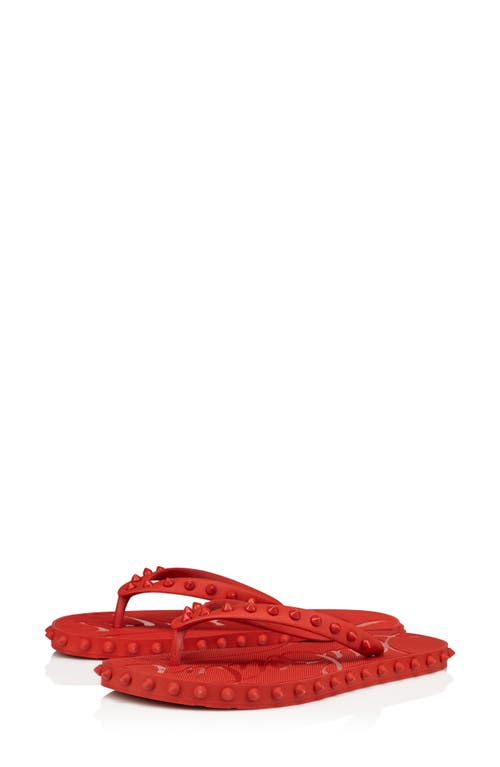Christian Louboutin Loubi Donna Spike Red Sole Flip Flops In Red