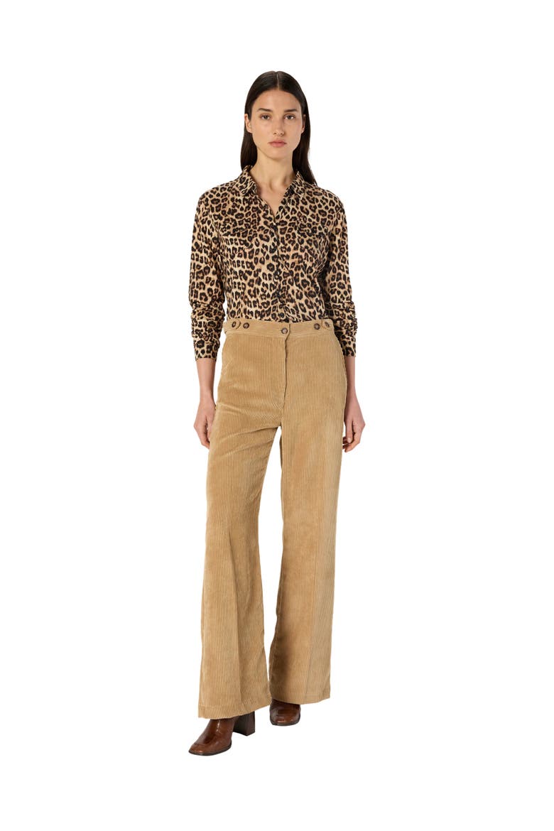 Heloise Leopard Print Long Sleeve Shirt, Alternate, color, Camel