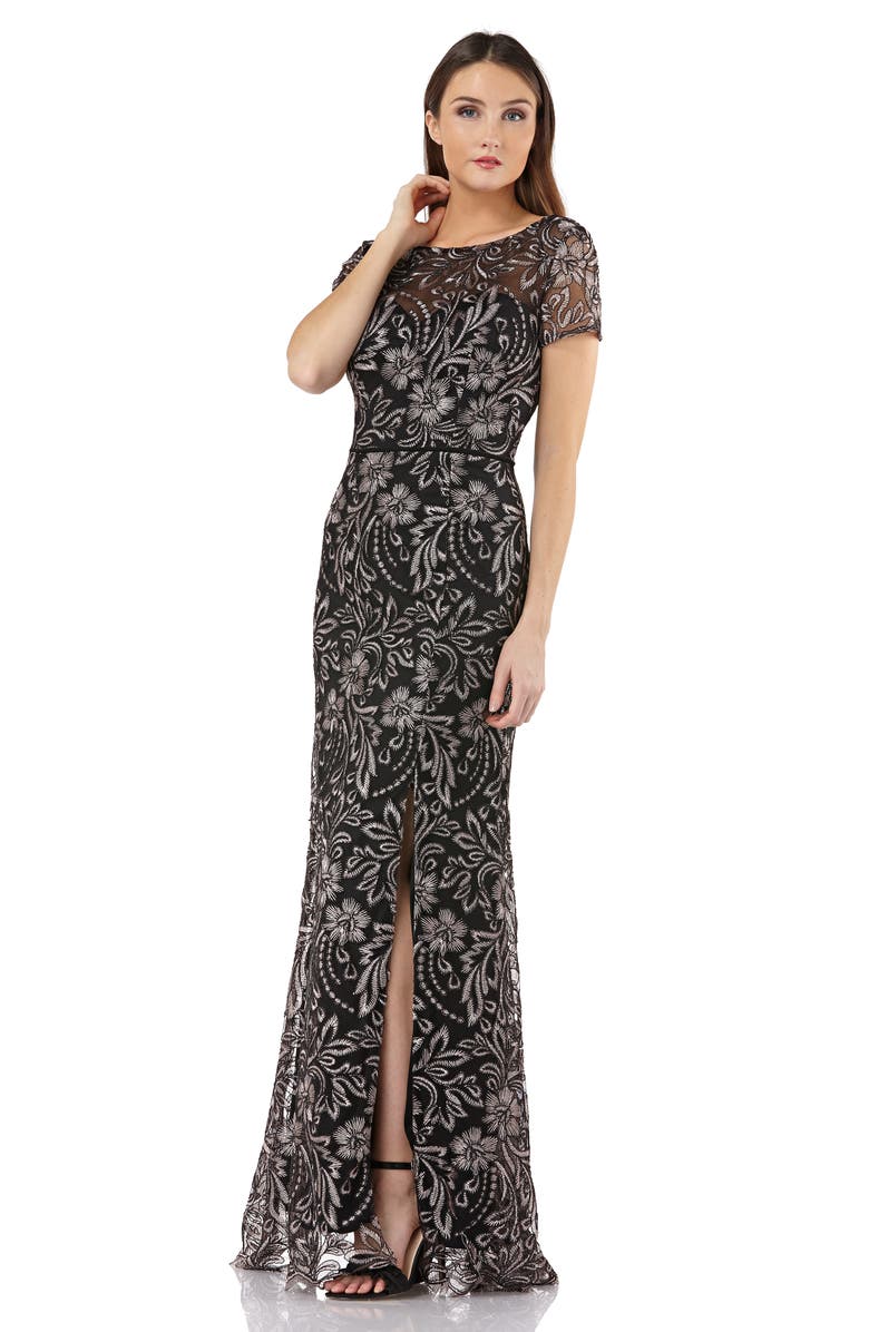 JS Collections Embroidered Trumpet Gown, Alternate, color, 