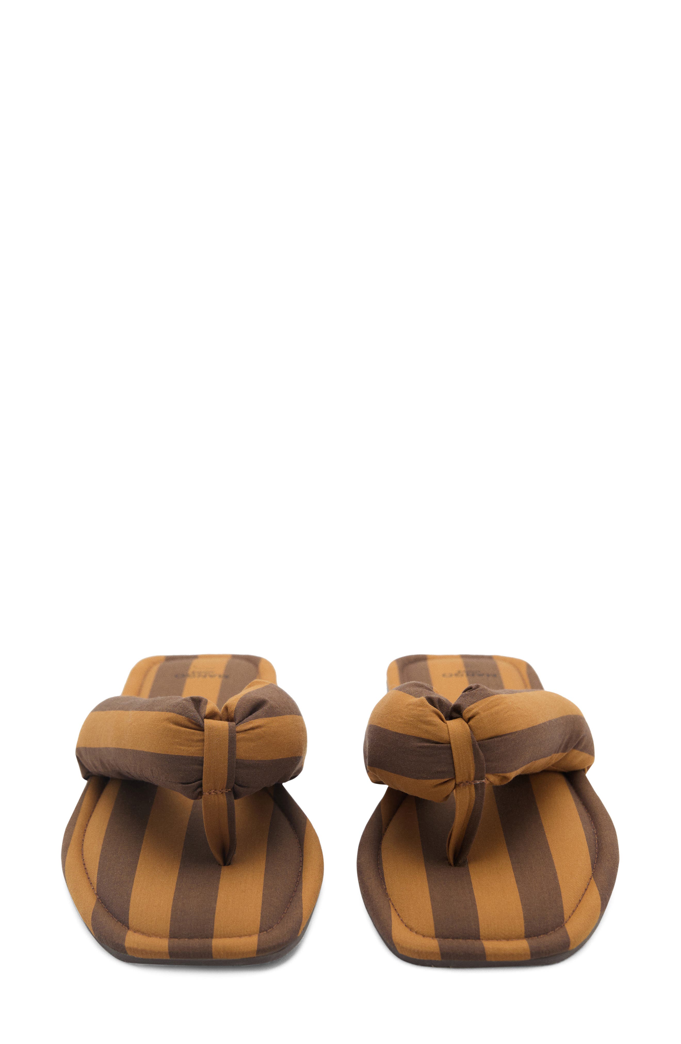 MANGO Stripe Puffer Flip Flop, Alternate, color, Brown
