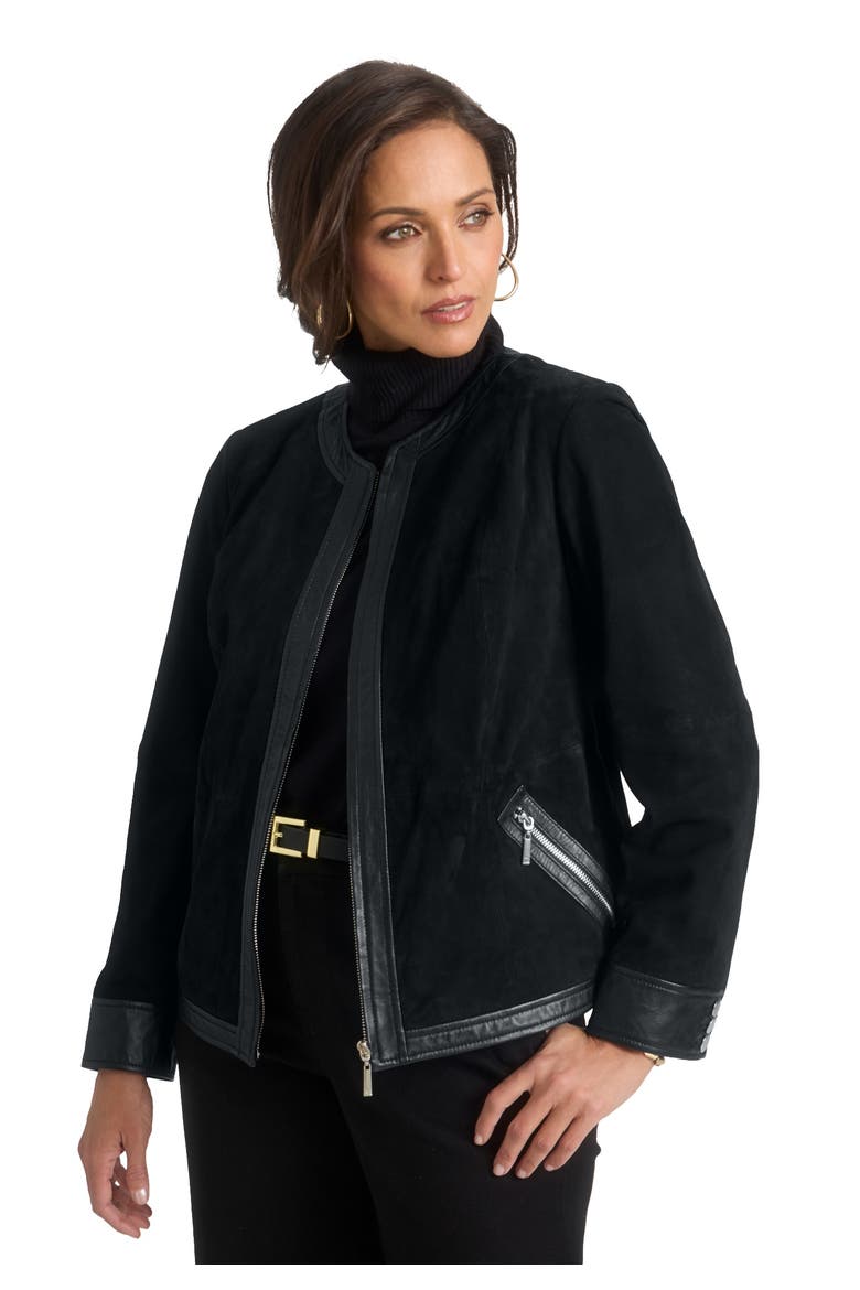 Suede Lady Jacket, Main, color, BLACK