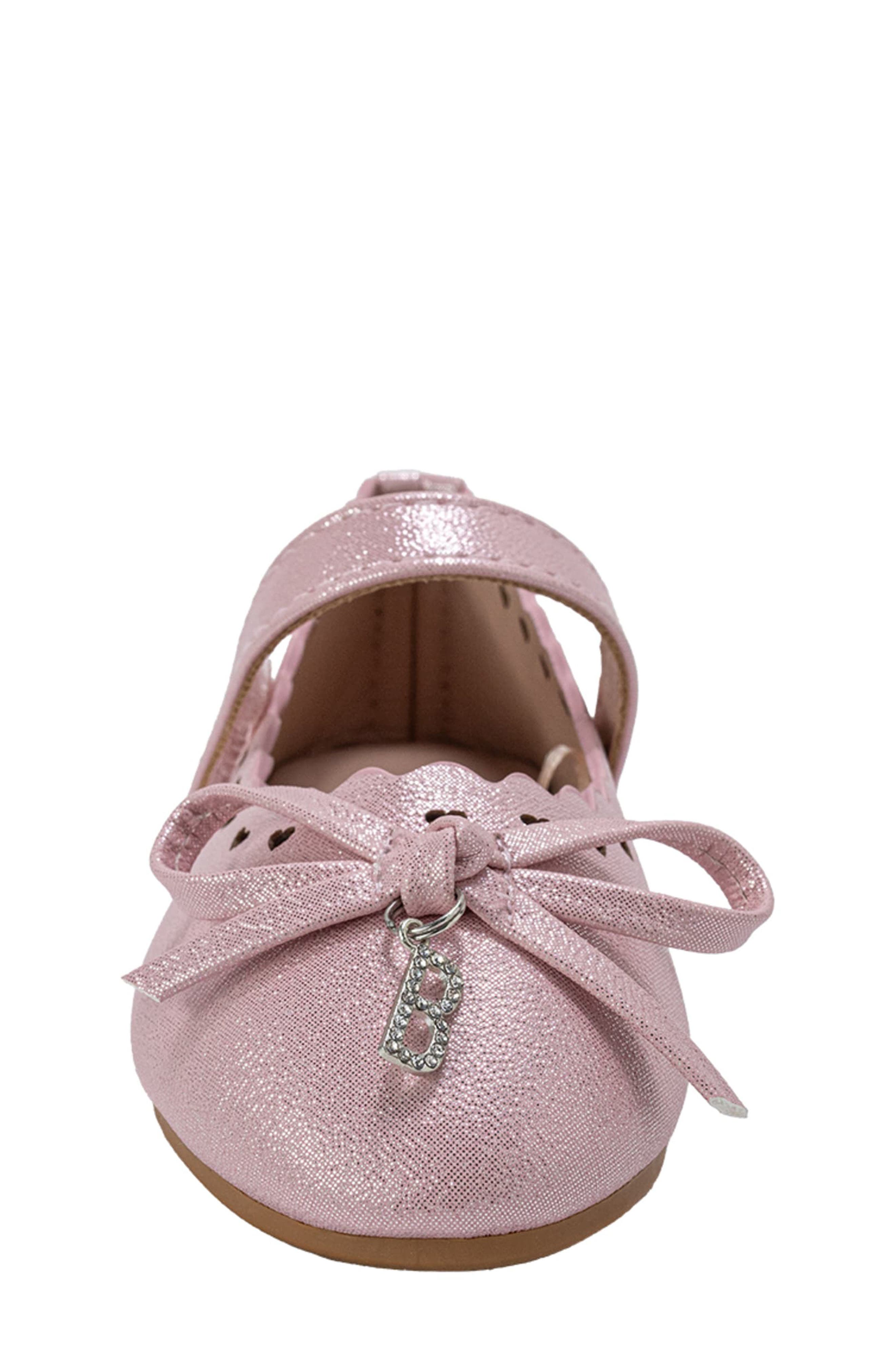 bebe Gigi Heart Perforated Mary Jane Flat, Alternate, color, Light Pink