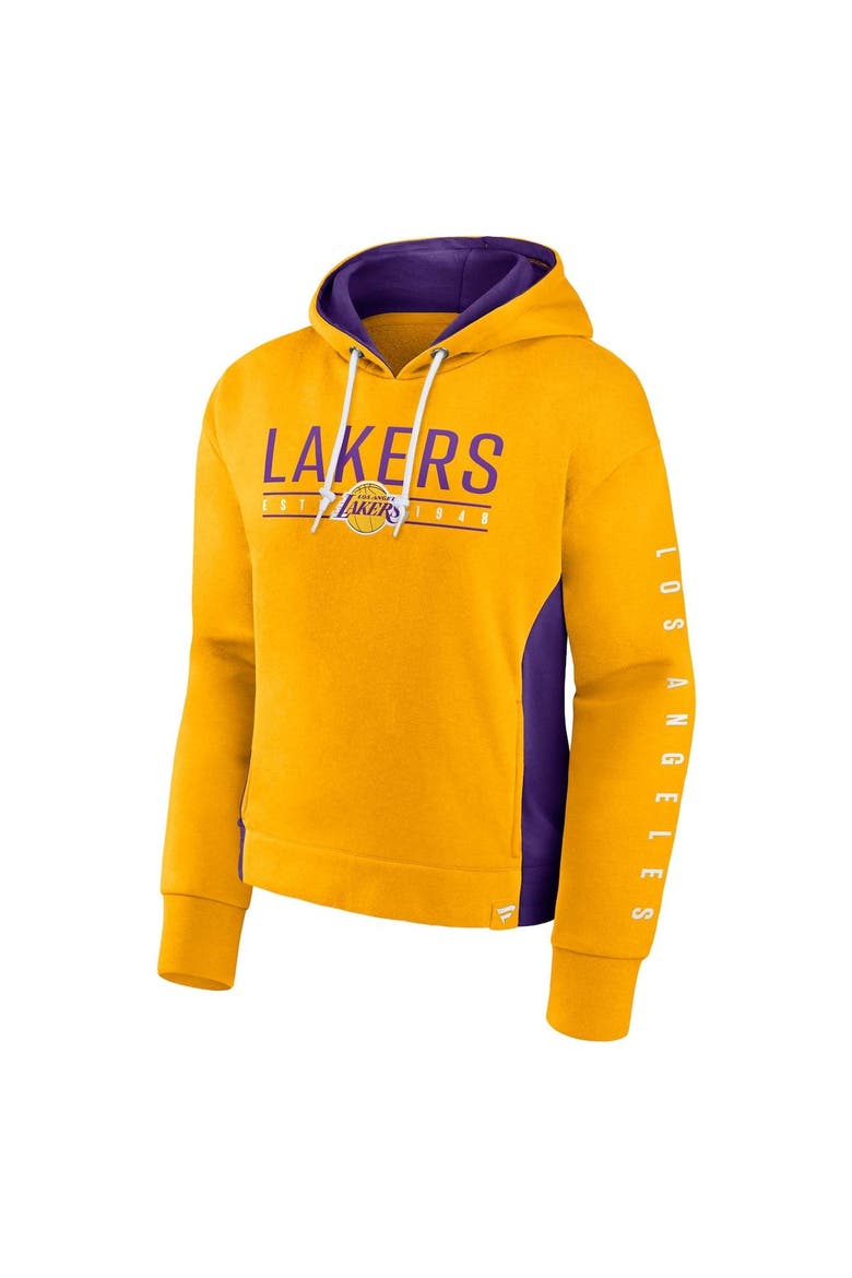 Women's Fanatics Branded Gold Los Angeles Lakers Iconic Halftime Colorblock Pullover Hoodie, Alternate, color, Gold