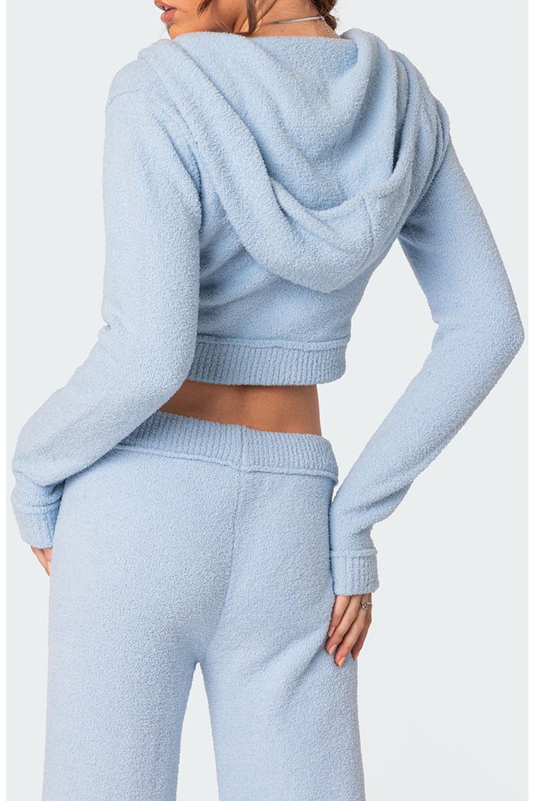 Plush Crop Hoodie, Alternate, color, BLUE