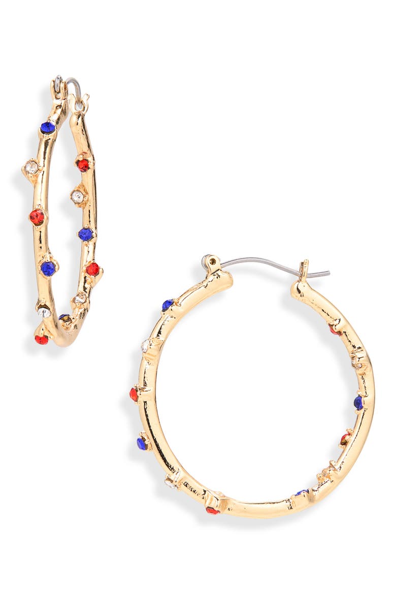 Americana Hoop Earrings, Main, color, RED MULTI- GOLD