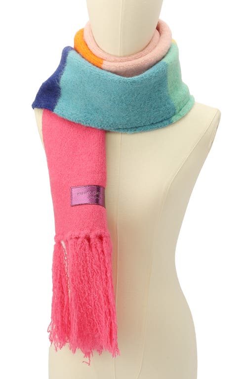 Kurt Geiger London Fuzzy Striped Long Scarf In Multi