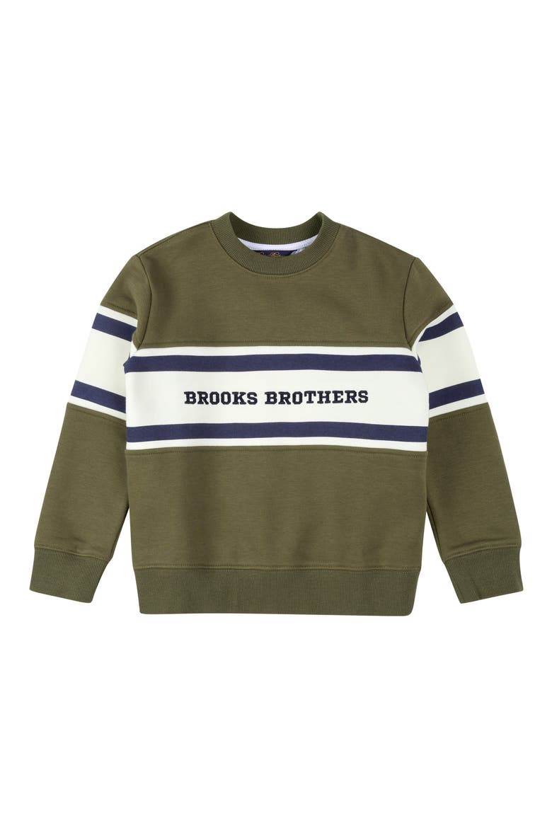 Kids' Embroidered Cotton Blend Sweatshirt, Main, color, OLIVE GREEN