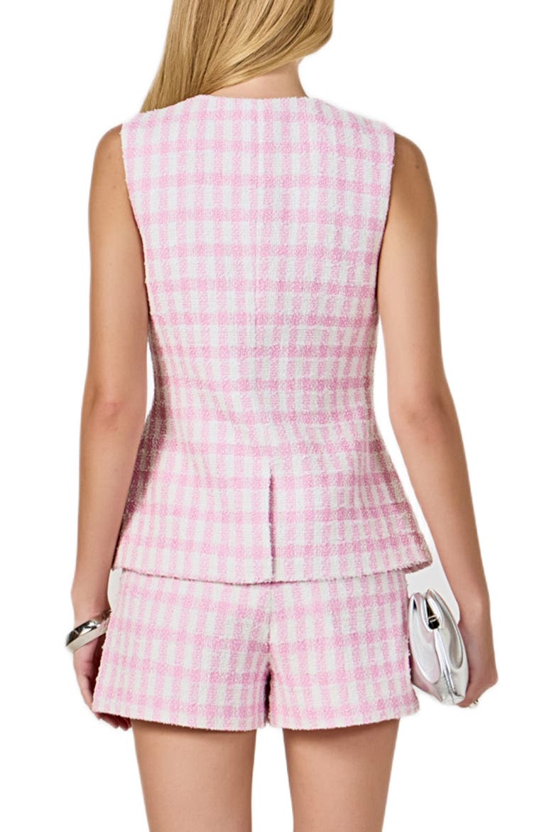 Tweed Peplum Vest, Alternate, color, PINK/ WHITE