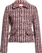 ST. JOHN Fringe Houndstooth Tweed Jacket