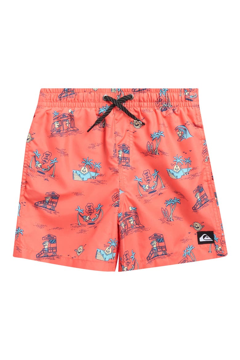 Everyday Mix Swim Trunks, Main, color, HOT CORAL