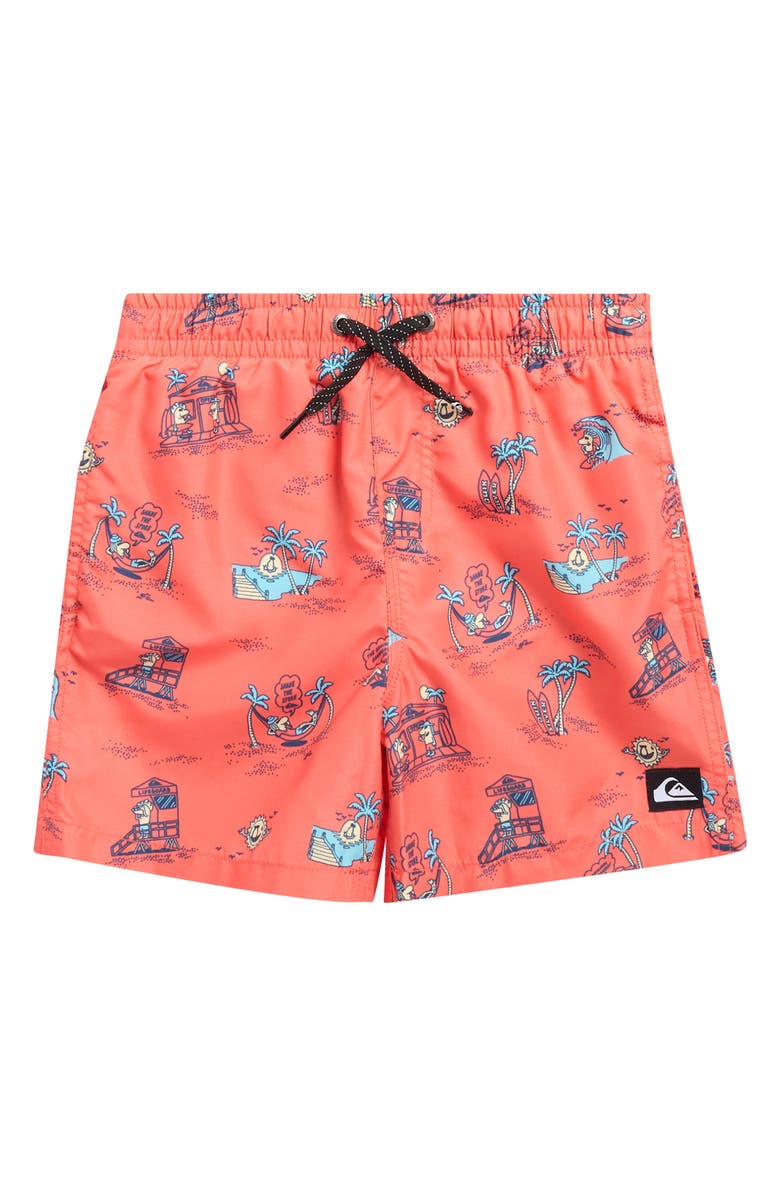 Quiksilver Everyday Mix Swim Trunks, Main, color, Hot Coral