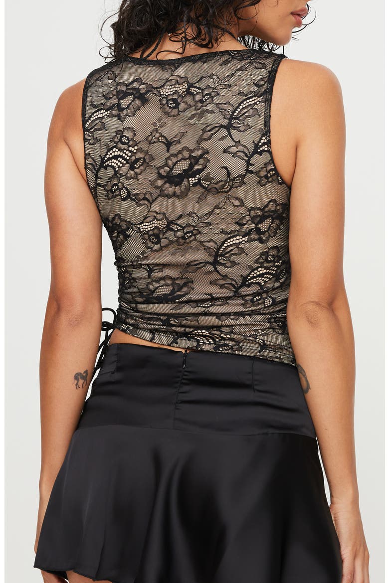 Truth Ruched Lace Crop Tank, Alternate, color, BLACK
