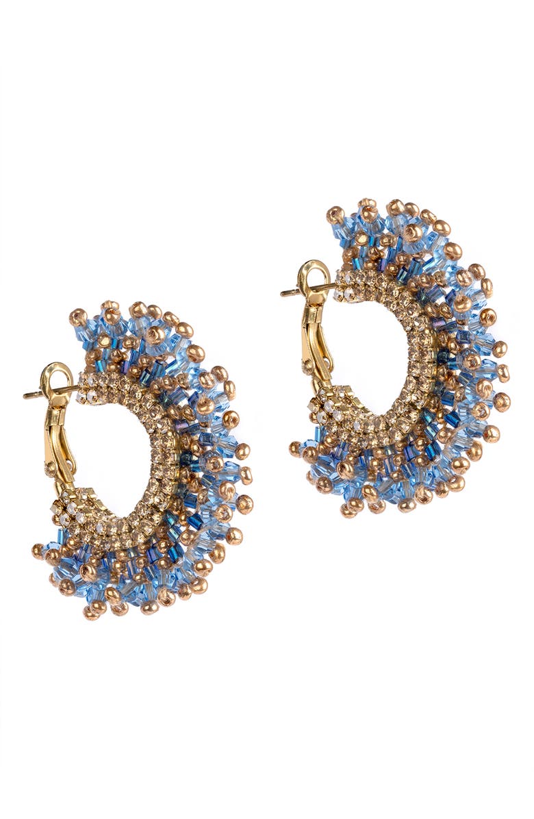 Deepa Gurnani Sierra Hoop Earrings, Main, color, Blue