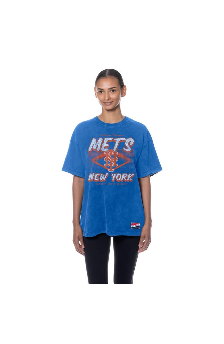 New Era Women
s New Era Blue New York Mets Mineral Wash Oversized T-Shirt, Alternate, color, Blue