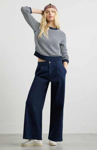 Caslon® High Waist Pleated Wide Leg Jeans