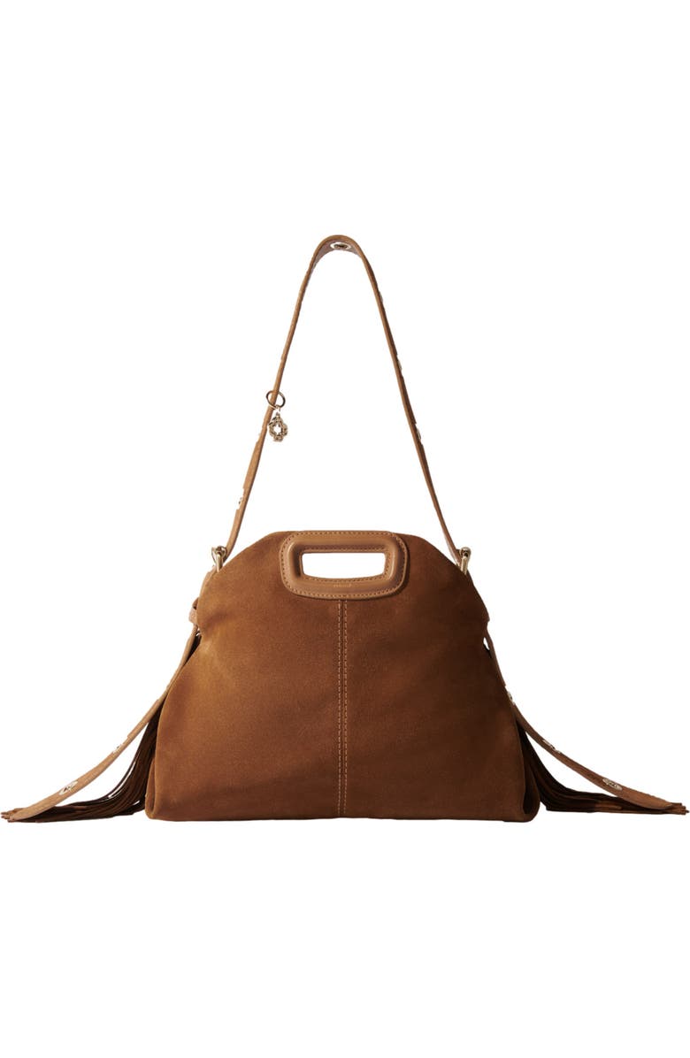maje Suede Miss M bag, Main, color, Camel