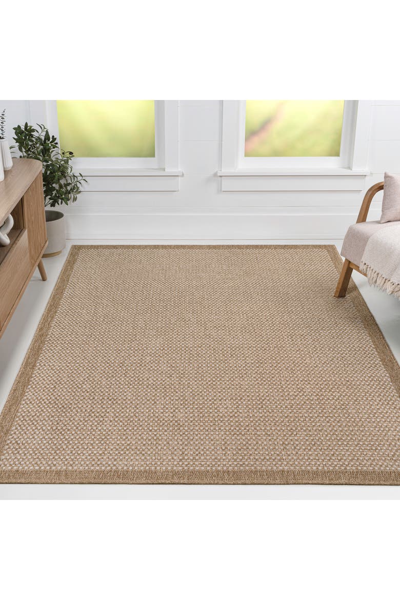 Maxine Easy Jute Contemporary Border Boho Fine Rib Weave Indoor/Outdoor Area Rug, Alternate, color, Beige